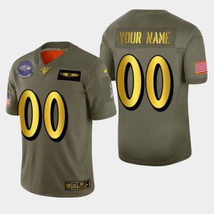 Baltimore Ravens Custom Prime Men's Olive Gold 2019 Salute to Service Limited NFL 100 Jersey