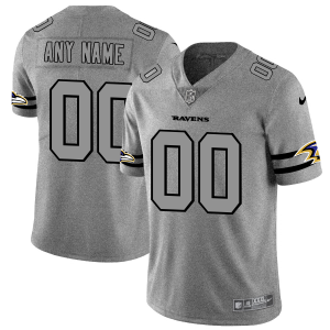 Baltimore Ravens Custom Stunning Men's Gray Gridiron II Vapor Untouchable Limited NFL Jersey