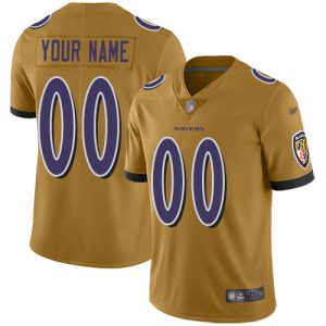 Baltimore Ravens Customized Premium Gold Men's Stitched NFL Limited Inverted Legend Jersey