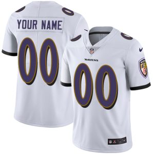 Baltimore Ravens Customized White Stitched Vapor Untouchable Limited Youth NFL Jersey Dashing