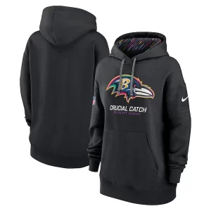 Baltimore Ravens Distinguished Nike Women's 2024 NFL Crucial Catch Club Pullover Hoodie Black
