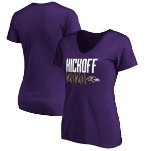 Baltimore Ravens Fanatics Branded Women's Kickoff 2020 Notable V Neck T Shirt Purple