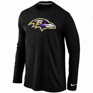 Baltimore Ravens Logo Long Stylish Sleeve T Shirt Black