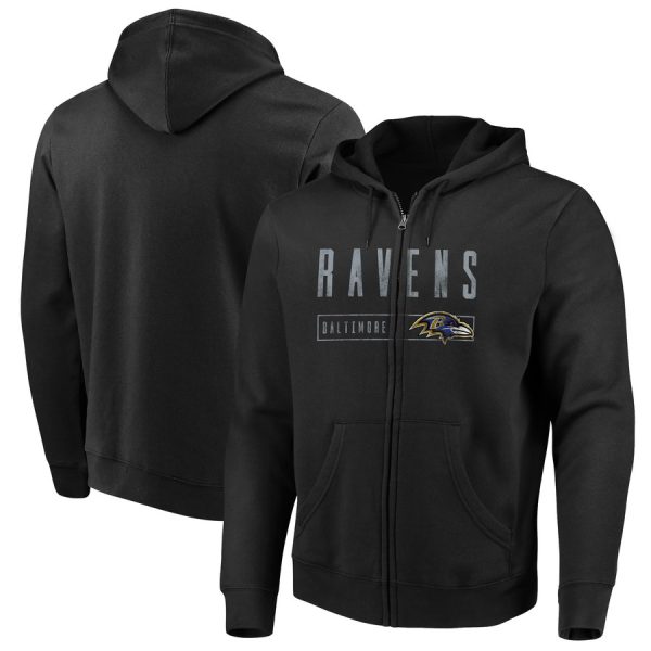 Baltimore Ravens Majestic Hyper Stack Full Zip Hoodie Sophisticated Black