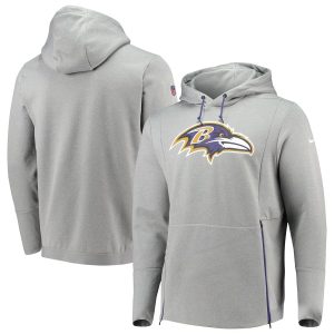 Baltimore Ravens Marvelous Sideline Performance Player Pullover Hoodie Heathered Gray