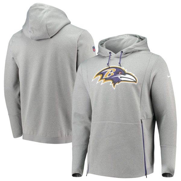 Baltimore Ravens Marvelous Sideline Performance Player Pullover Hoodie Heathered Gray
