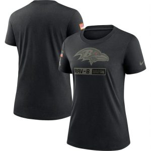 Baltimore Ravens Premium Women's 2020 Salute To Service Performance T Shirt Black