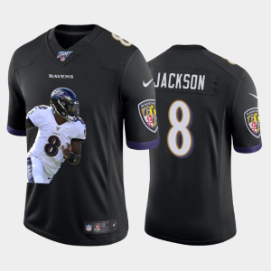 Baltimore Ravens Refined #8 Lamar Jackson Team Hero 6 Vapor Limited NFL 100 Jersey Black