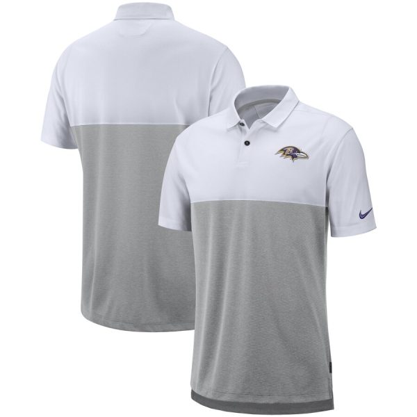 Baltimore Ravens Sideline Early Season Performance Polo Magnificent White Gray