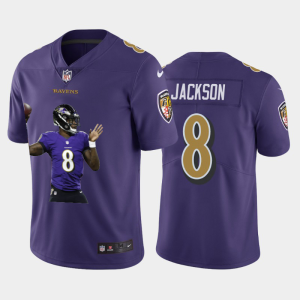 Baltimore Ravens Splendid #8 Lamar Jackson Team Hero 7 Vapor Limited NFL Jersey Purple