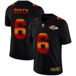Baltimore Ravens Striking #6 Patrick Queen Men's Black Red Orange Stripe Vapor Limited NFL Jersey