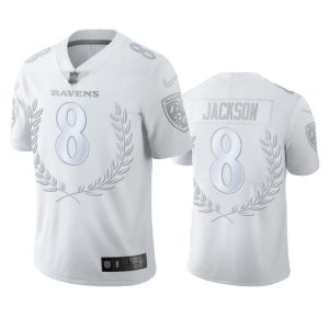 Baltimore Ravens Superb #8 Lamar Jackson Men''s Platinum NFL MVP Limited Edition Jersey