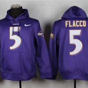 Baltimore Ravens Top - notch #5 Joe Flacco Purple Pullover Hoodie
