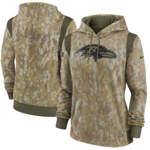 Baltimore Ravens Top - notch Camo Women's 2021 Salute To Service Therma Performance Pullover Hoodie