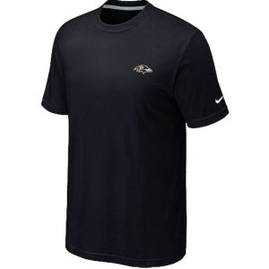 Baltimore Ravens Unique Chest Embroidered Logo T Shirt Black