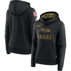Baltimore Ravens Women's 2020 Enchanting Salute to Service Performance Pullover Hoodie Black