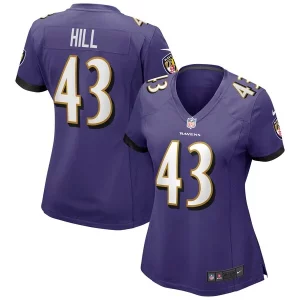 Justice Hill Baltimore Ravens Nike Women's Game Jersey Striking Purple