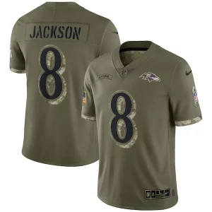 Lamar Jackson Baltimore Ravens Nike 2022 Salute To Service Limited Jersey Olive Amazing