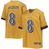 Lamar Jackson Striking Baltimore Ravens Nike Youth Inverted Team Game Jersey Gold
