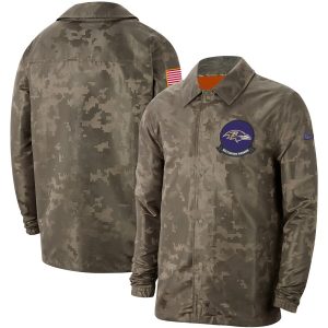Men's Baltimore Gorgeous Ravens Camo 2019 Salute to Service Sideline Full Zip Lightweight Jacket