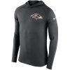 Men's Baltimore Ravens Charcoal Stadium Touch Notable Hooded Performance Long Sleeve T Shirt
