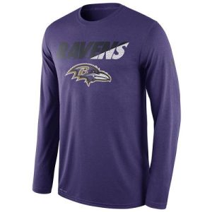 Men's Baltimore Ravens Purple Legend Staff Practice Long Sleeves Superb Performance T Shirt