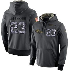 NFL Men's Baltimore Ravens #23 Tony Jefferson Stitched Black Anthracite Salute to Service High - quality Player Performance Hoodie