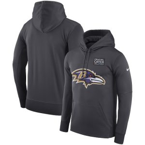 NFL Men's Baltimore Ravens Amazing Anthracite Crucial Catch Performance Pullover Hoodie