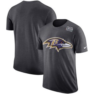 NFL Men's Baltimore Ravens Anthracite Crucial Catch Tri Blend Performance T Fantastic Shirt