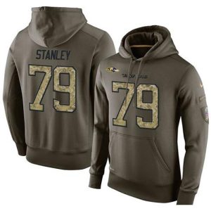 NFL Men's Baltimore Ravens Fantastic #79 Ronnie Stanley Stitched Green Olive Salute To Service KO Performance Hoodie