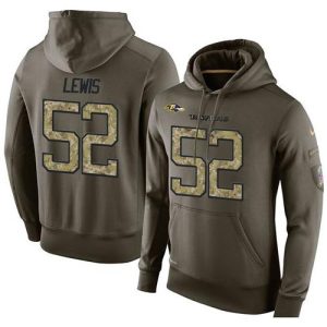 NFL Men's Baltimore Ravens Premium - grade #52 Ray Lewis Stitched Green Olive Salute To Service KO Performance Hoodie