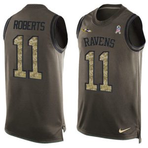 Ravens #11 Seth Roberts Green Men's Stitched NFL Limited Charming Salute To Service Tank Top Jersey