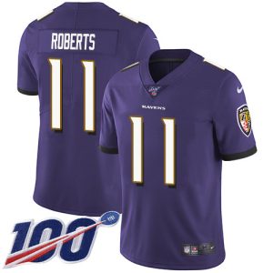 Ravens #11 Seth Roberts Purple Team Color Youth Premium - grade Stitched NFL 100th Season Vapor Untouchable Limited Jersey