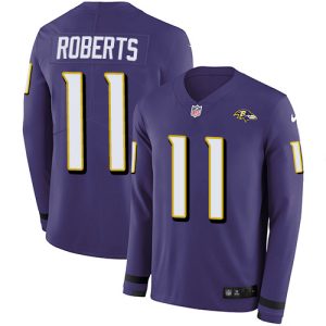 Ravens #11 Seth Roberts Purple Team Color Youth Stitched NFL Limited Therma Long Sleeve Jersey Outstanding