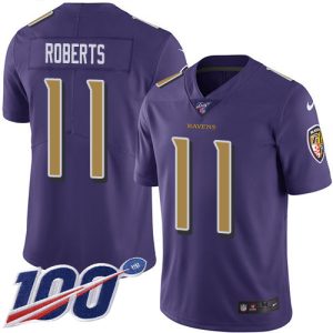 Ravens #11 Seth Roberts Purple Youth Alluring Stitched NFL Limited Rush 100th Season Jersey
