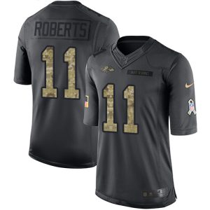 Ravens #11 Terrific Seth Roberts Black Youth Stitched NFL Limited 2016 Salute to Service Jersey