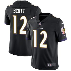 Ravens #12 Jaleel Scott Black Alternate Men's Stitched NFL Vapor Untouchable Limited Alluring Jersey