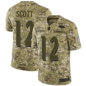 Ravens #12 Jaleel Scott Camo Men's Stitched NFL Limited 2018 Stylish Salute To Service Jersey