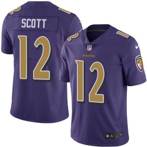 Ravens #12 Jaleel Scott Purple Men's Stitched NFL Limited Rush Exquisite Jersey