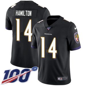 Ravens #14 Kyle Hamilton Black Alternate Men's Stitched NFL 100th Season Vapor Premium Untouchable Limited Jersey