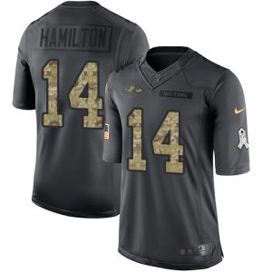 Ravens #14 Kyle Hamilton Black Men's Stitched Glamorous NFL Limited 2016 Salute to Service Jersey