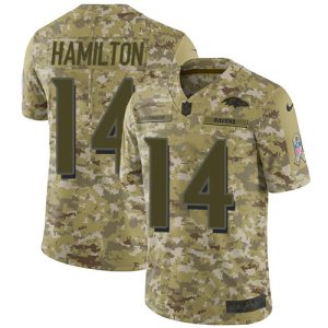 Ravens #14 Kyle Hamilton Camo Men's Remarkable Stitched NFL Limited 2018 Salute To Service Jersey