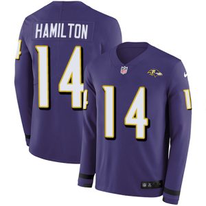 Ravens #14 Kyle Hamilton Exquisite Purple Team Color Youth Stitched NFL Limited Therma Long Sleeve Jersey