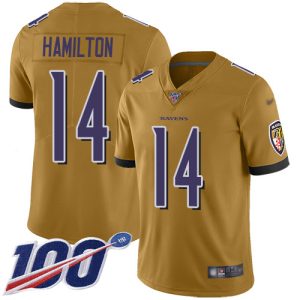 Ravens #14 Kyle Hamilton Gold Youth Stitched NFL Limited Inverted Legend 100th Amazing Season Jersey
