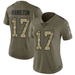 Ravens #14 Kyle Hamilton Olive/Camo Women's Stitched NFL Limited 2017 Amazing Salute To Service Jersey