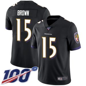 Ravens #15 Marquise Brown Black Alternate Men's Stitched NFL 100th Season Unique Vapor Limited Jersey