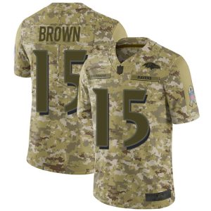Ravens #15 Marquise Brown Camo Youth Stitched Superb NFL Limited 2018 Salute to Service Jersey