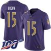 Ravens #15 Marquise Brown Purple Men's Exquisite Stitched NFL Limited Rush 100th Season Jersey