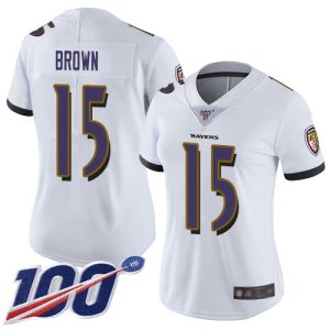 Ravens #15 Marquise Brown White Women's Stitched NFL 100th Season Vapor Limited Jersey Outstanding