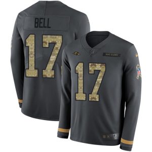 Ravens #17 Le'Veon Bell Anthracite Salute to Impressive Service Youth Stitched NFL Limited Therma Long Sleeve Jersey